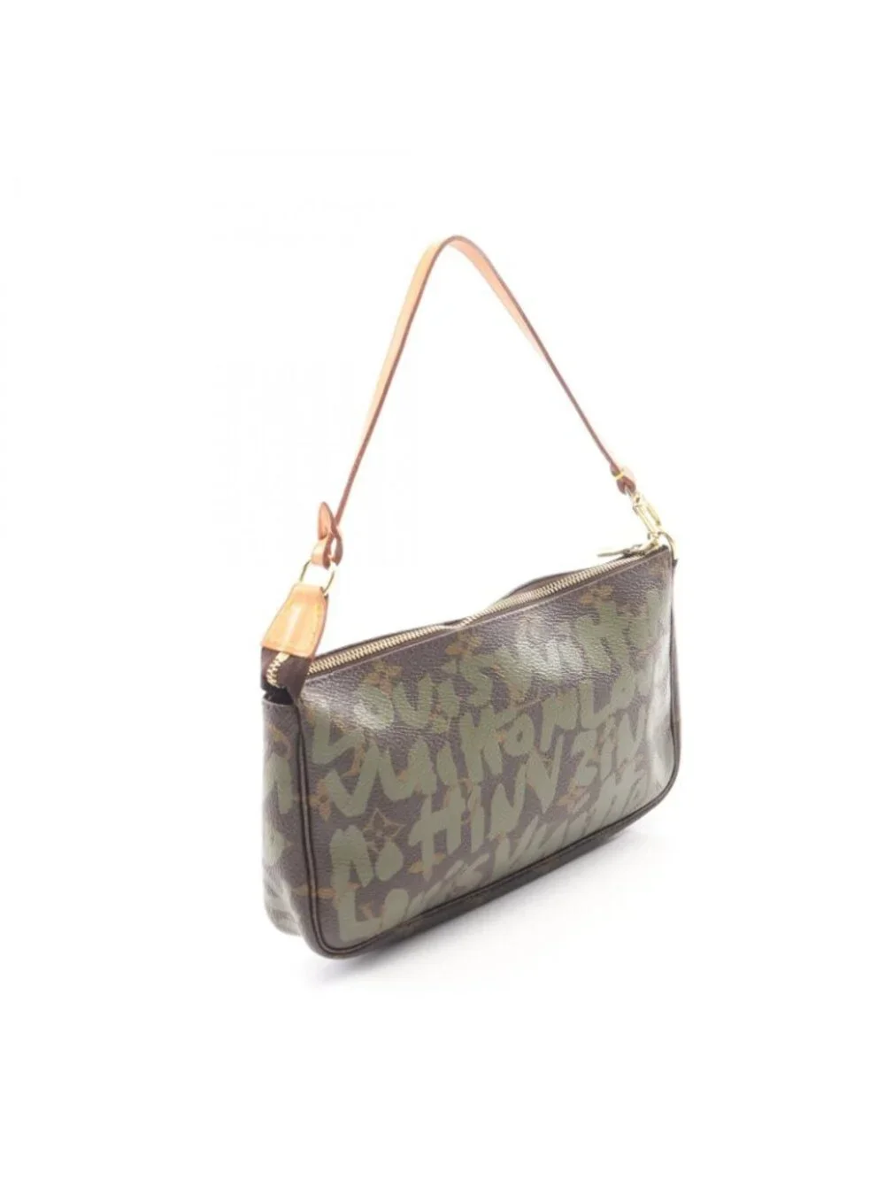 Louis Vuitton Handbag Pochette Khaki Canvas Leather